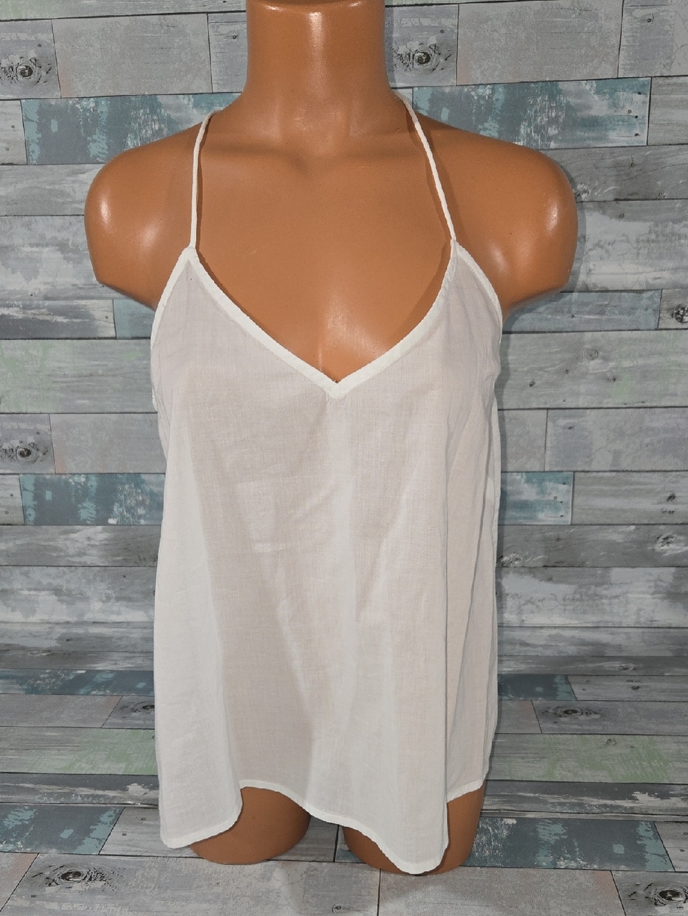 Scarlett Poppies Lightweight White V-Neck Spaghetti Strap Tank Top Sz XS/SM